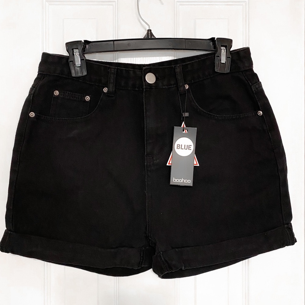 BOOHOO | black high waisted jean shorts (NWT)